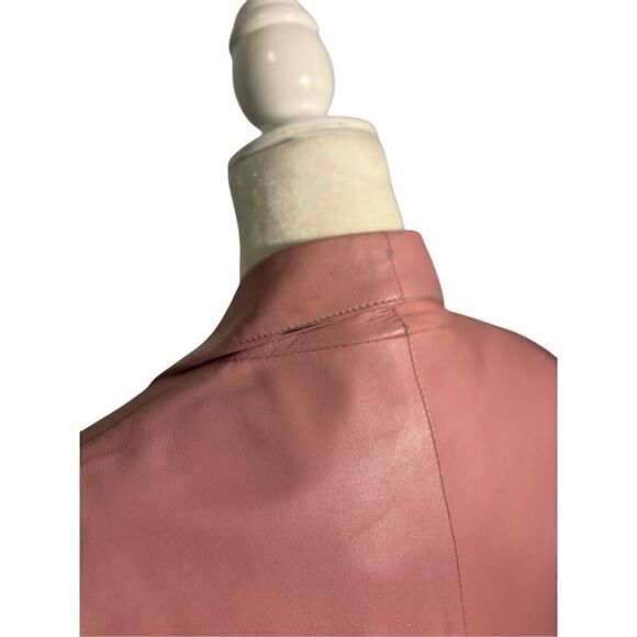 Real Leather mauve 3/4 length trench coat - Picture 4 of 11